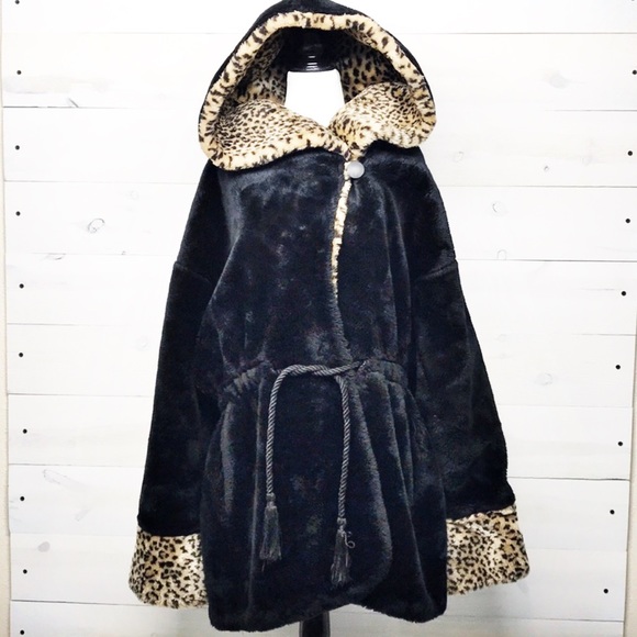 Monterey Jackets & Blazers - Vintage 90s Monterey Black Cheetah Trim Coat